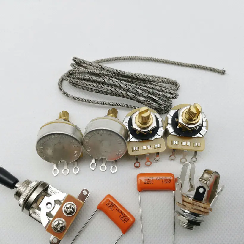 Потенциометр для гитары CTS 500K медный вал Custom LP & SG набор проводки CDE 716P .022 400V