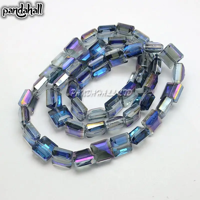 

Electroplate Crystal Glass Square Beads Strands, Faceted, Rainbow Color Plated, 13x13x8mm, Hole: 1mm; about 25pcs/strand, 12.7
