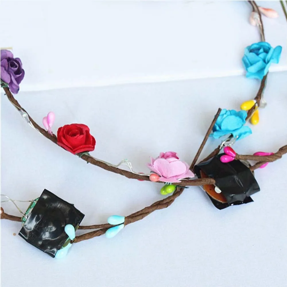 Повязка на голову с цветами и короной для свадебной вечеринки светодиодный венок