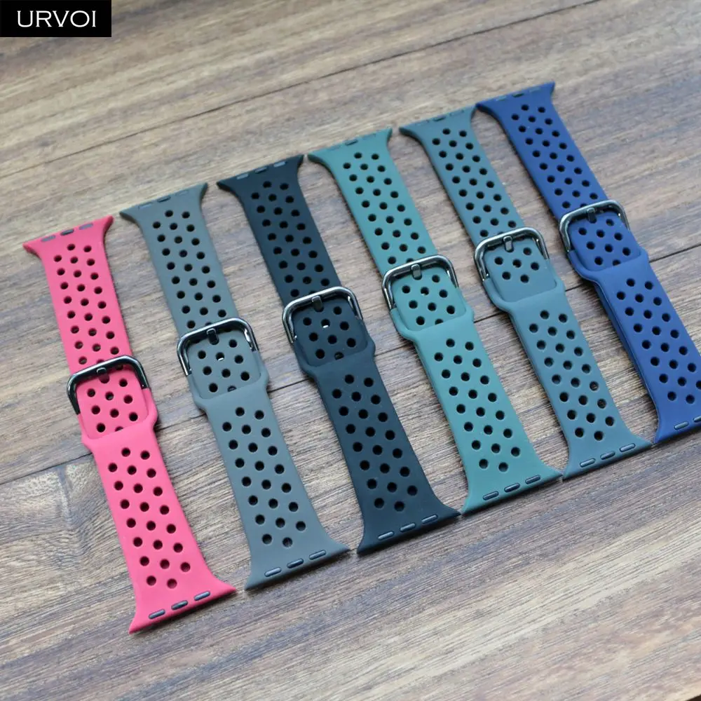 Ремешок URVOI для apple watch 7 6 SE 5 4 3 2 спортивный браслет iwatch 41 45 мм резиновый с