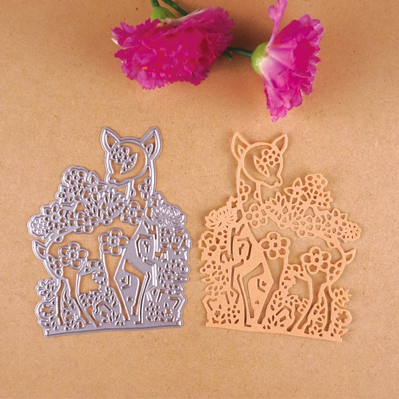 

Sika Deer in the flowers die cutting dies for DIY Scrapbooking Photo Album Decoretive Embossing Stencial