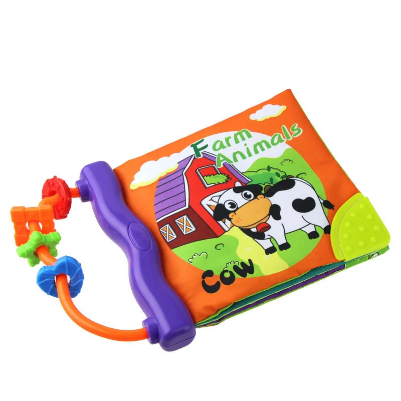 Мультяшная Ферма животных мягкая плюшевая чучела книга с бумажным звуком