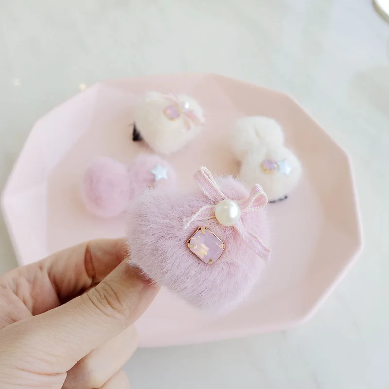 2pcs/card Girls Bow Hairpins Baby Heart Hair Accessories Fashion Hairgrip For Kids Wool Children Cute Headdress Infant Barrettes | Детская