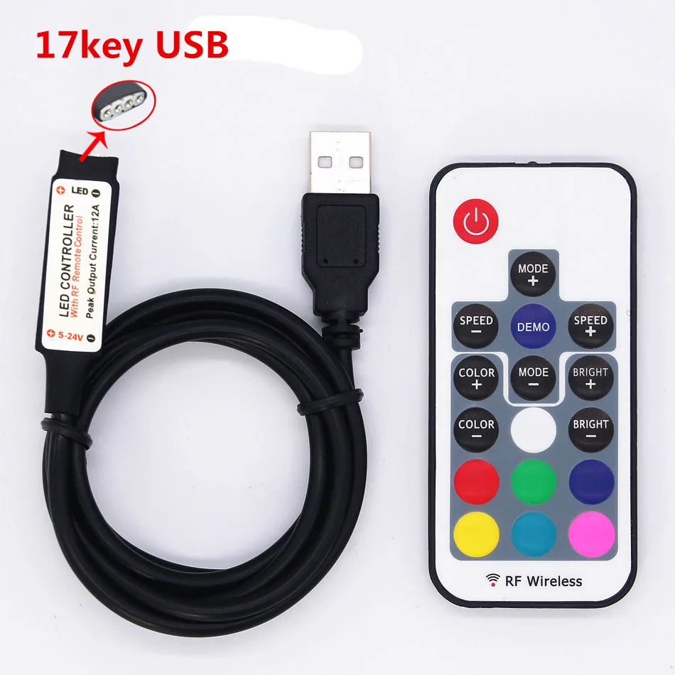 Коричневый Мини 3key 10key 17key 24key 44key RGB контроллер для 5050 3528 2835 Светодиодные ленты светильник ленты лампы 12V 24V - Цвет: Коричневый