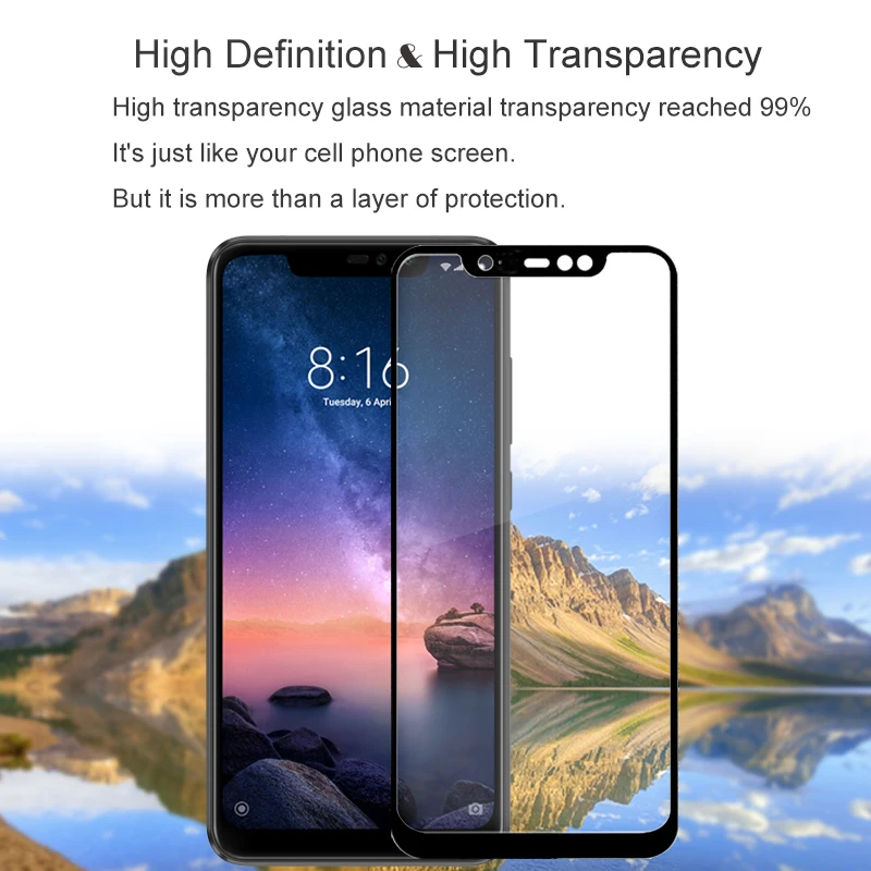 Защитная пленка для экрана из закаленного стекла полное покрытие Redmi note 6 Pro 9H
