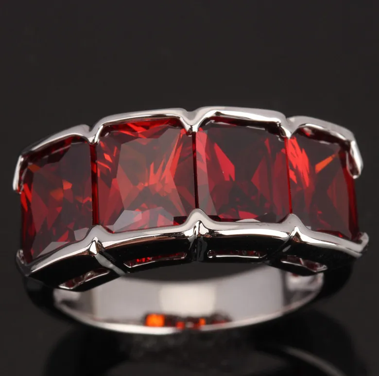 Ценный 4 шт спортивный Красный гранатовый серебряное покрытие вечерние