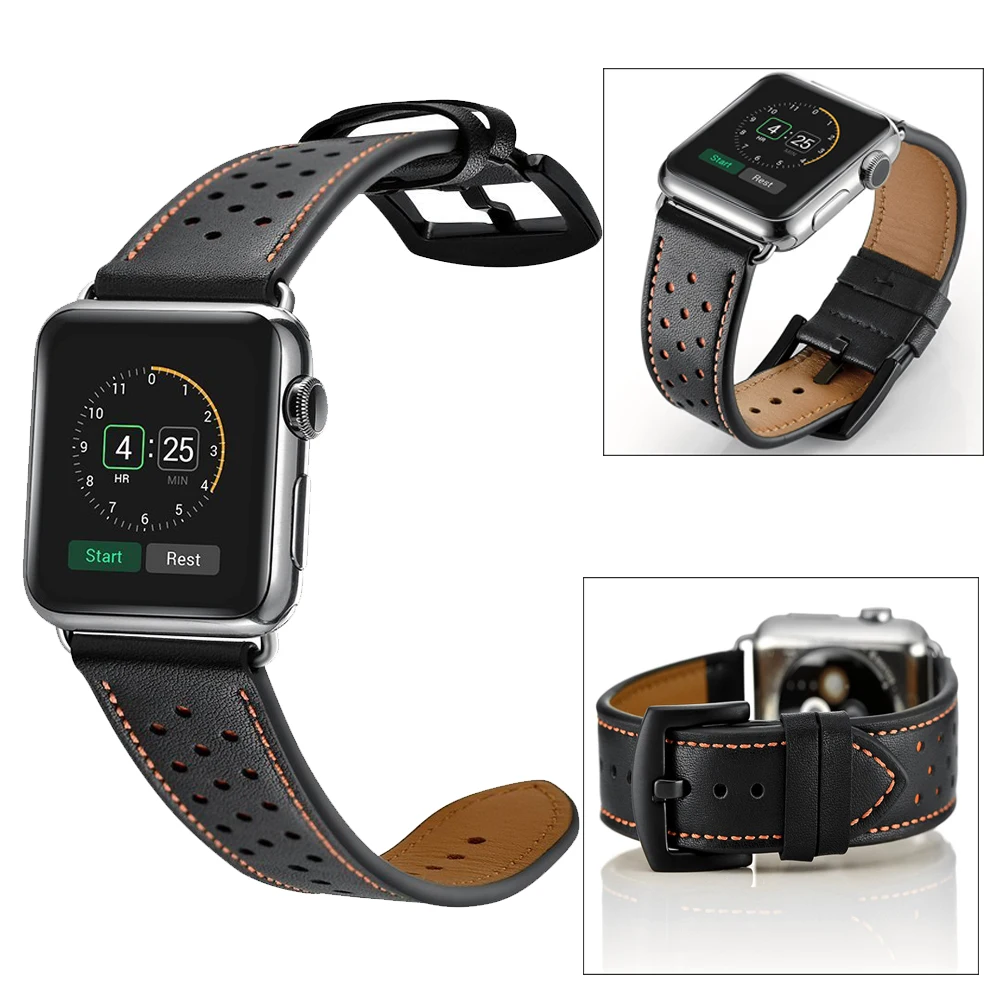 6 Colors Leather Replacement Watch Strap For Apple Watch Band 42mm 38mm 44mm 42mm Women Men Bracelet Band for iWatch 1 2 3 4 5
