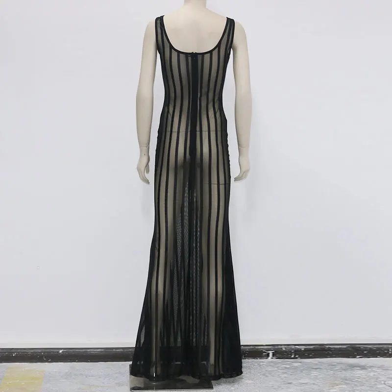 Женские пляжные вечерние платья без рукавов элегантное облегающее Сетчатое