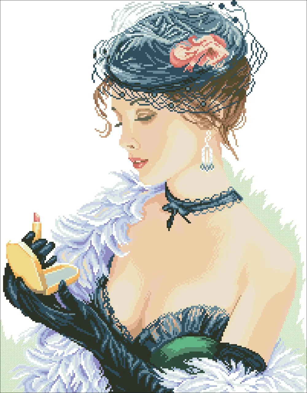 

Lady with Lipstick cross stitch package sexy beauty women 18ct 14ct 11ct cloth cotton thread embroidery DIY handmade needlework