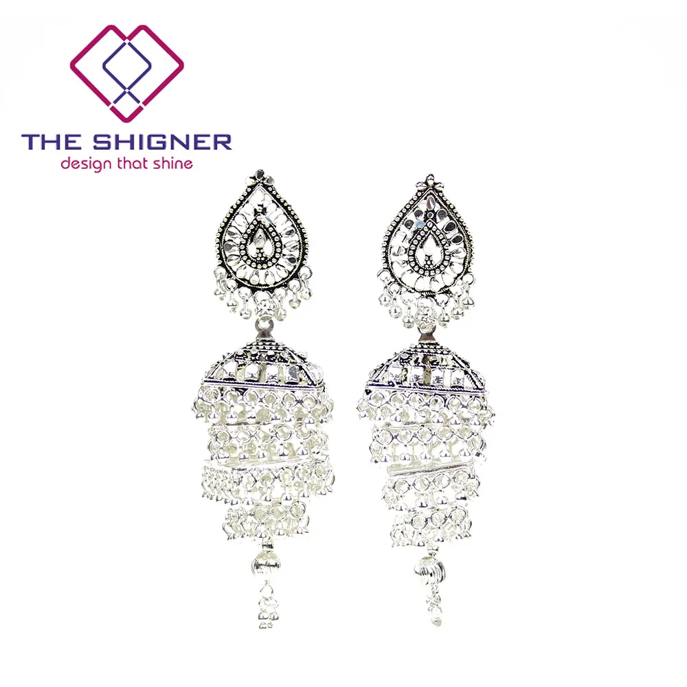 Античный этнический Индийский Золотой Серебряный цвет окисленный Jhumka Jhumki серьги