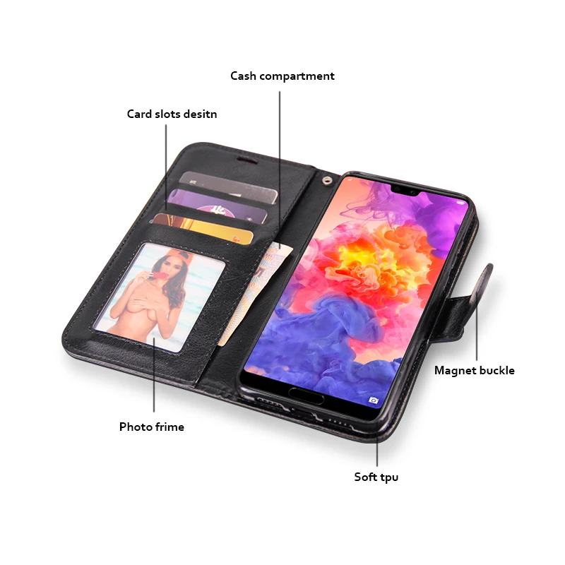 Чехол бумажник LANCASE для Huawei P20 Pro кожаный чехол Lite силиконовый книжка телефона в