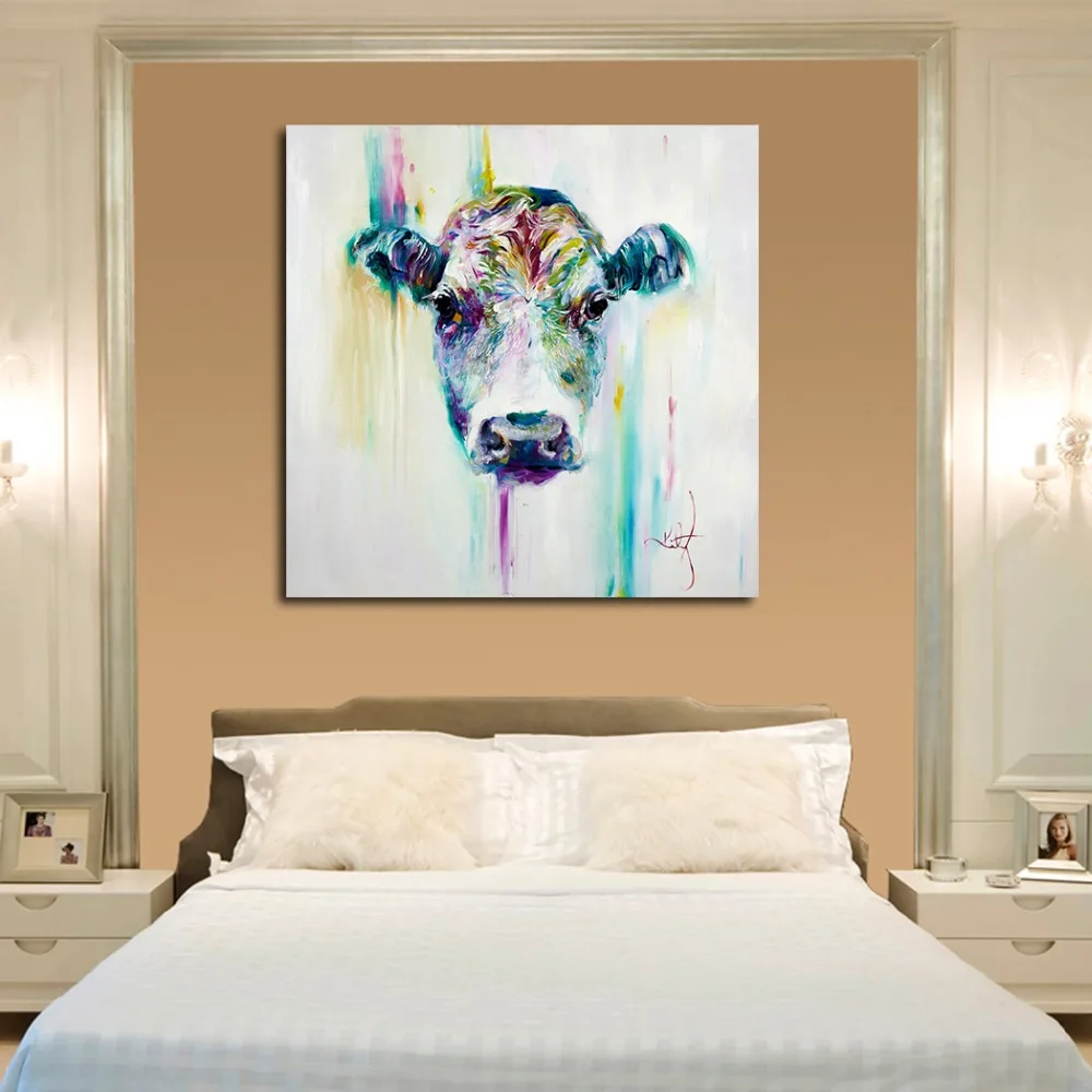 JQHYART Oil Painting Canvas Art Abstract Animal Cow Home Decor Wall Pictures For Living Room Modern No Frame Picture | Дом и сад
