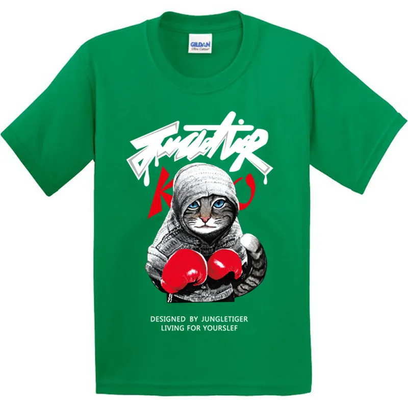 Детская футболка для бокса из 100% хлопка с принтом &quotКот&quot Короткие топы