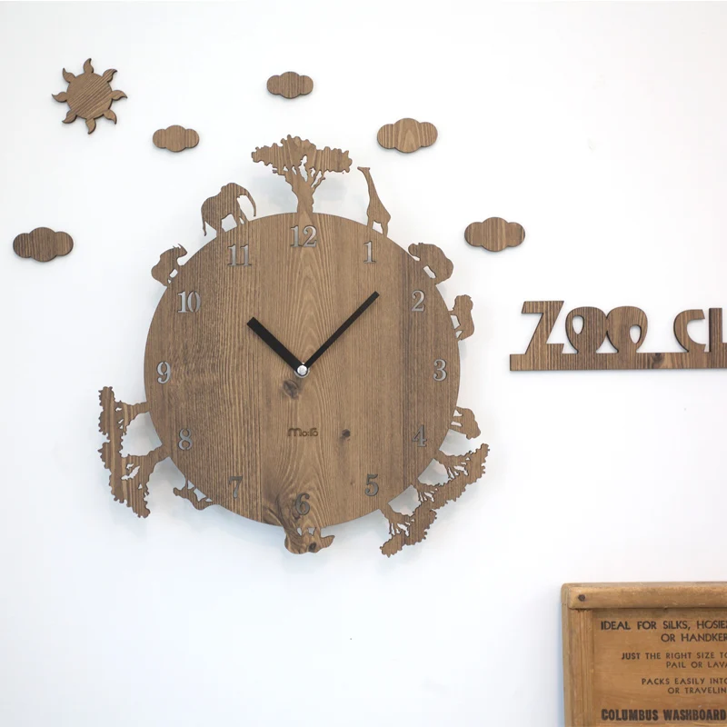 12 &quotМультяшные домашние настенные часы для детей гостиная животные Зоопарк