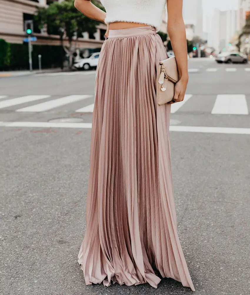 Для женщин Boho шифон длинная юбка макси женские пляжные Высокая юбка для офиса плиссированные Повседневный Сарафан Mulheres сделать партия Boho Praia
