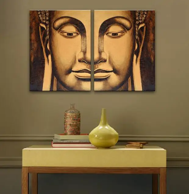 Картина Маслом Как Головы Будды Украшения Живопись Набор 2 Home Decor На Холсте