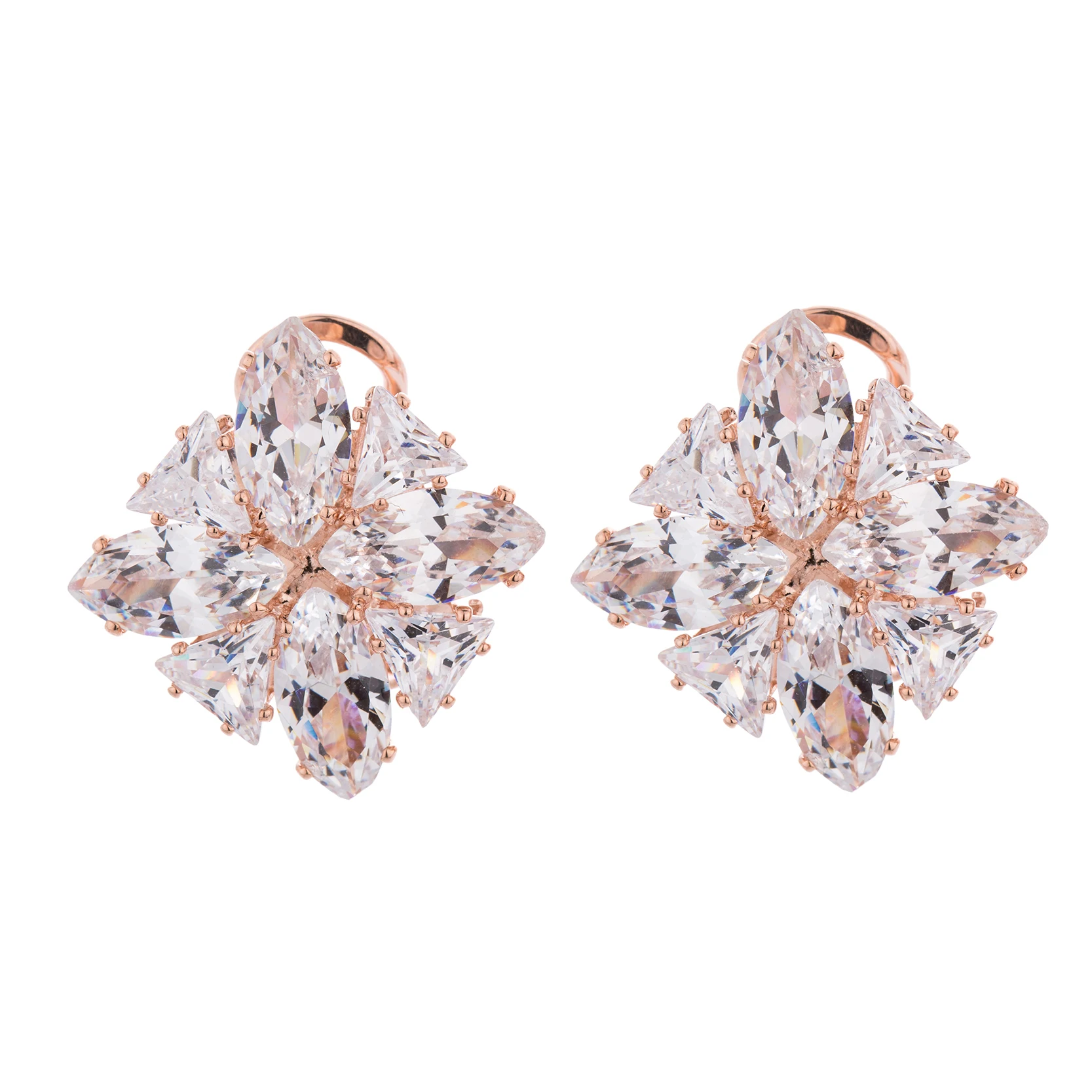 Женские серьги-пусеты Sakura модные роскошные золотые серьги с фианитом для