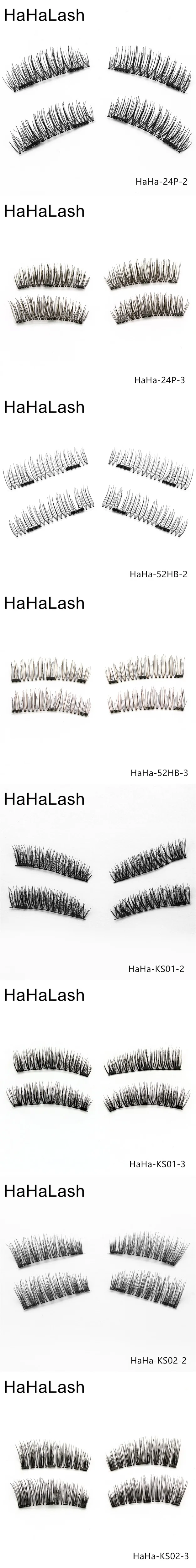 Магнитные 3D ресницы HaHaLash 2 шт. 6D тип с двумя или тремя магнитами на натуральном