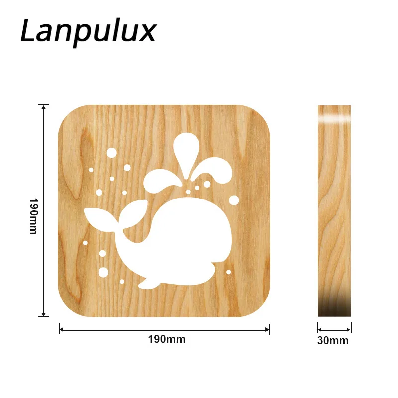 Lanpulux древесины светильники в виде животных приспособления для 3D динозавр кошка