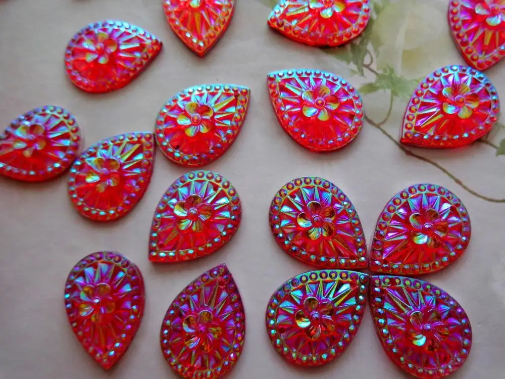 Блестящие красные цветные стразы AB с инкрустированной поверхностью 13*18 мм в