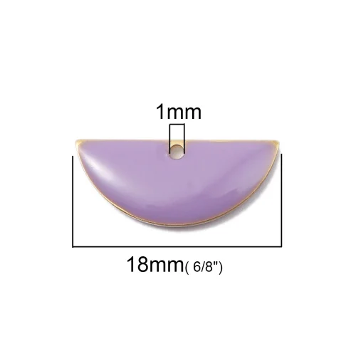 9 DoreenBeads,, Модная медная эмалированная Подвеска со стразами, Полукруглая, латунная, красочная, ювелирная, сделай сам, 18 мм x 8 мм, 10 шт - Окраска металла: 9