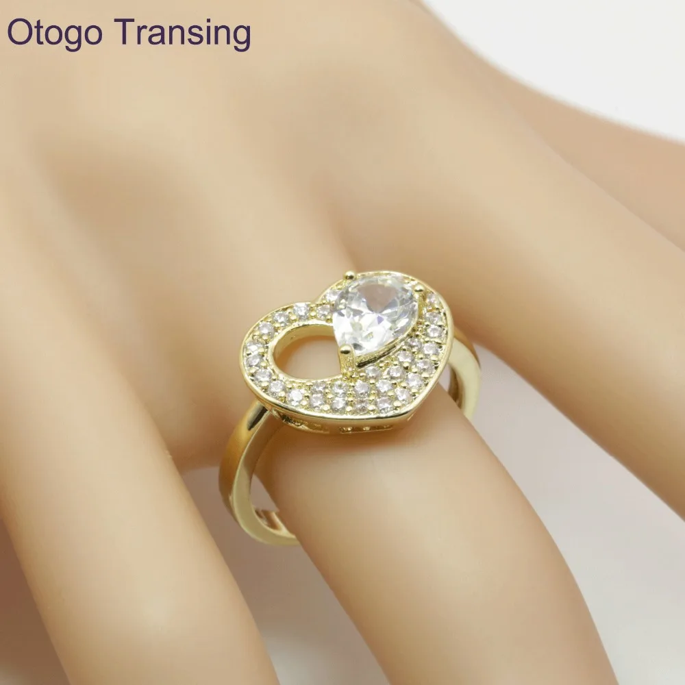 Otogo Transing Ювелирные наборы золотого цвета белый кристалл для женщин AAAA + кольцо с
