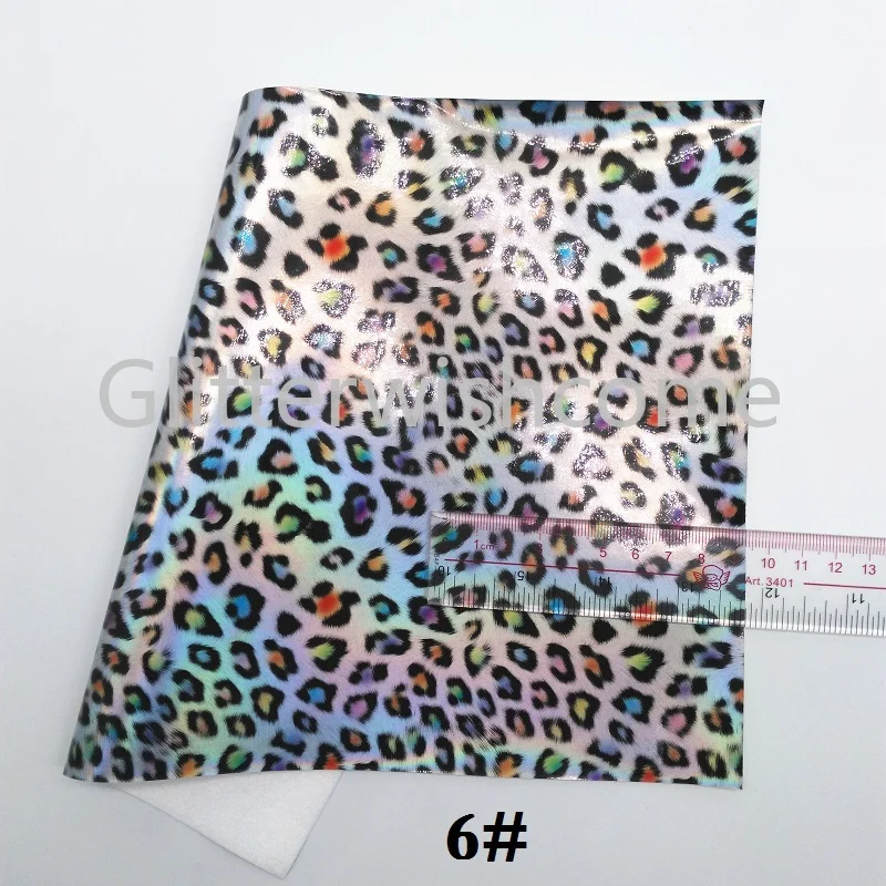 Ткань Glitterwishcome 21x29 см Размер A4 винил для бантов лакированная гладкая леопардовая