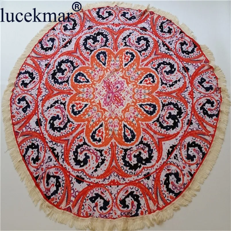 [Lucekmar] New Thai Fashion European Summer Beach Towel Circle for Adults wrap round Mat Scarf Shawl Mandala Boho Tassel Scarves |
