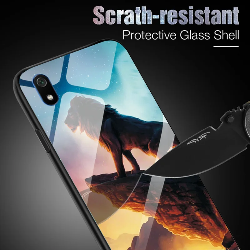 Чехол для телефона из закаленного стекла Xiaomi Redmi 7 чехол на заднюю панель с мягким