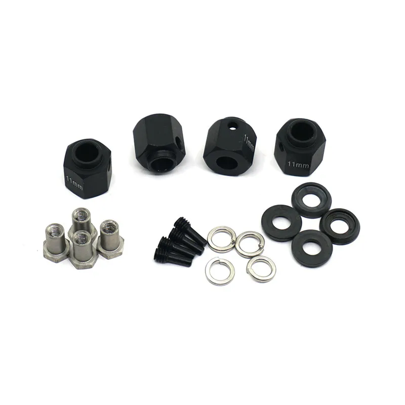 11MM Black Металлический шестигранный адаптер колеса концентраторы крепление с нержавеющая сталь с винтом и иглой для TRAXXAS TRX-4 6 мм 8 мм 9 мм 10 мм 11 мм 12 мм - Цвет: 11MM Black