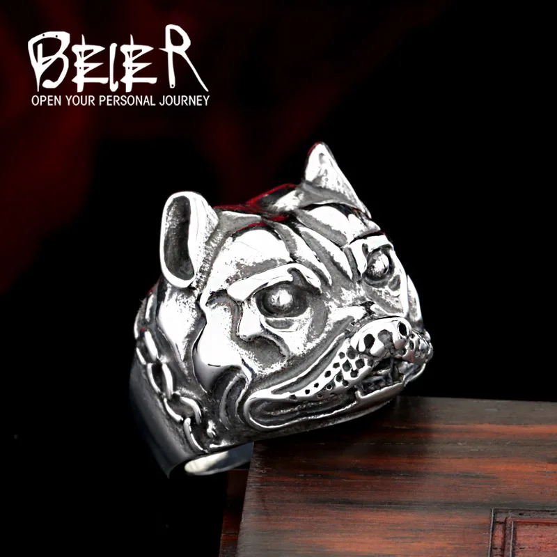 Кольцо BEIER из нержавеющей стали с животным собачьим бульдогом уникальные модные