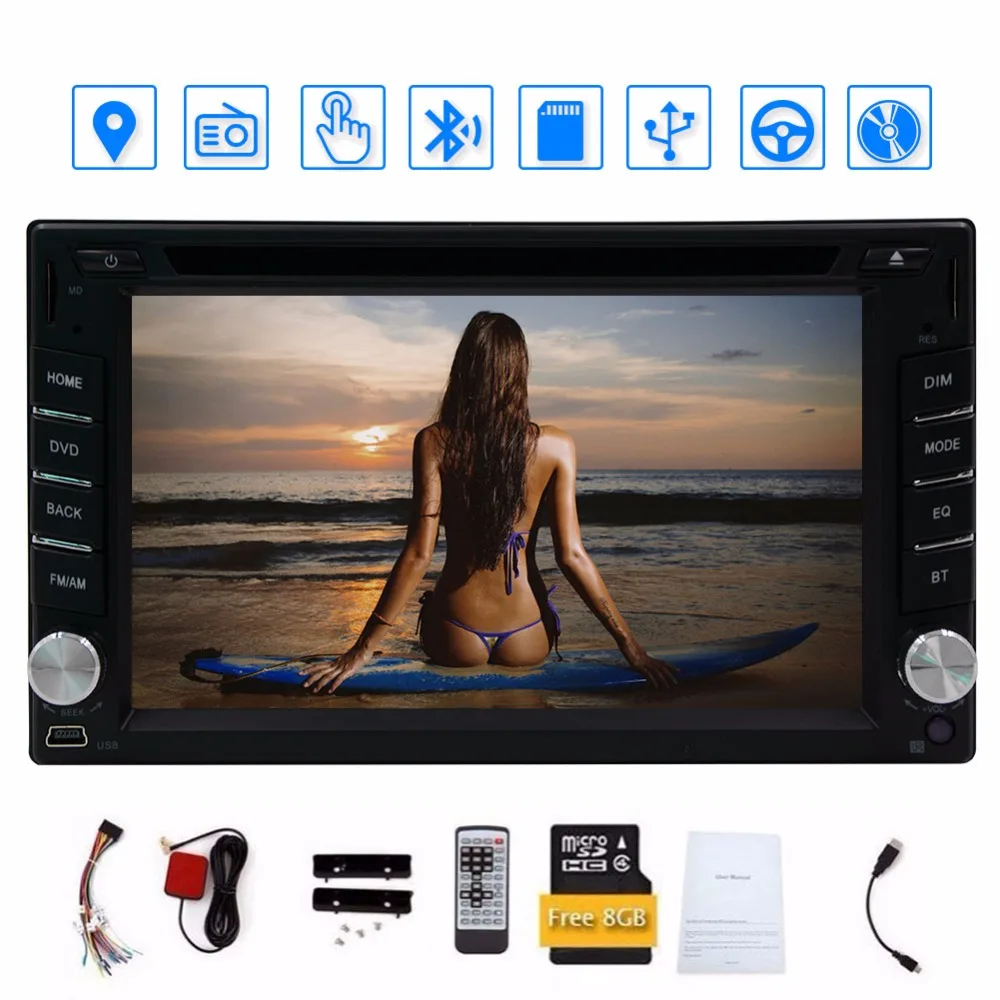 Двойной din dvd плеер автомобиля Bluetooth Авто Радио Видео Аудио Стерео Мультимедиа 6 2