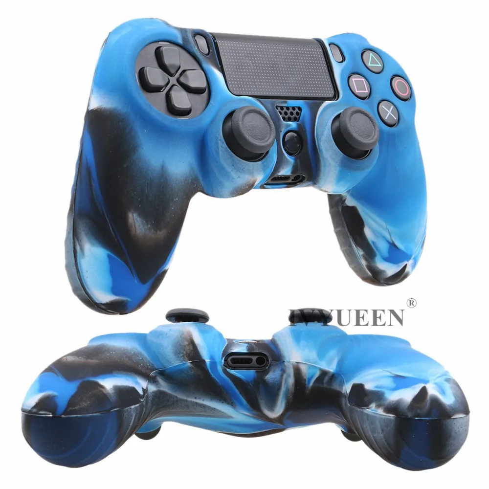 IVYUEEN 5 в 1 для Dualshock 4 PS4 Pro тонкий контроллер силиконовый гелевый Чехол для кожи+ палки с захватом для большого пальца+ 2 светодиодный стикер