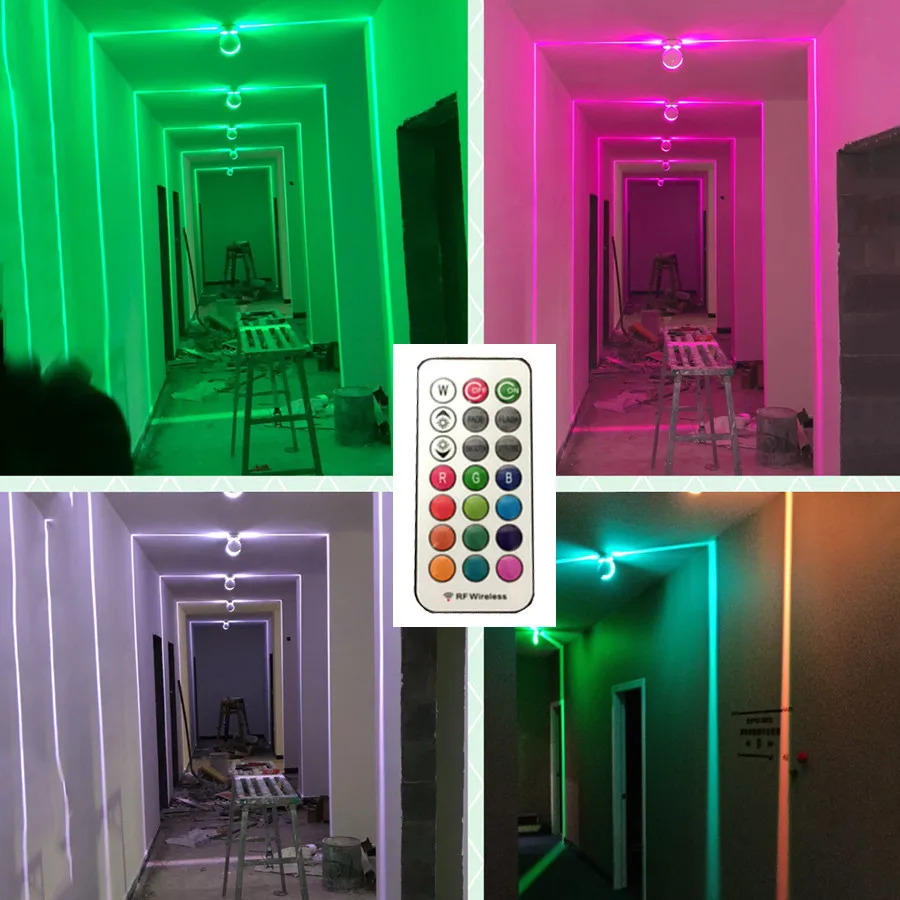 Thrisdar 360 градусов 10 Вт RGB светодиодный оконный порог дверь рамка настенный светильник с удаленным отельным KTV коридор прохода луч линии стены лампы