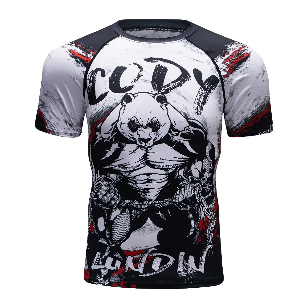2018 новая компрессионная рубашка Рашгард короткий рукав 3D принт BJJ Jiu Jitsu Футболка