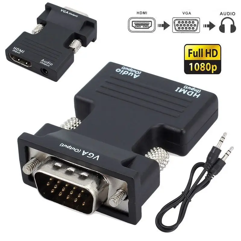 

1pc kphrtek 1080P Hdmi Female To Vga Male With Audio Output Cable Converter Adapter C6V5