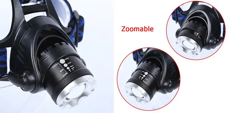 18650 головной светильник светодиодный налобный фонарь XM-L T6 Zoom перезаряжаемый Водонепроницаемый Регулируемый 3800LM налобный светильник+ 2x18650 аккумулятор+ зарядное устройство
