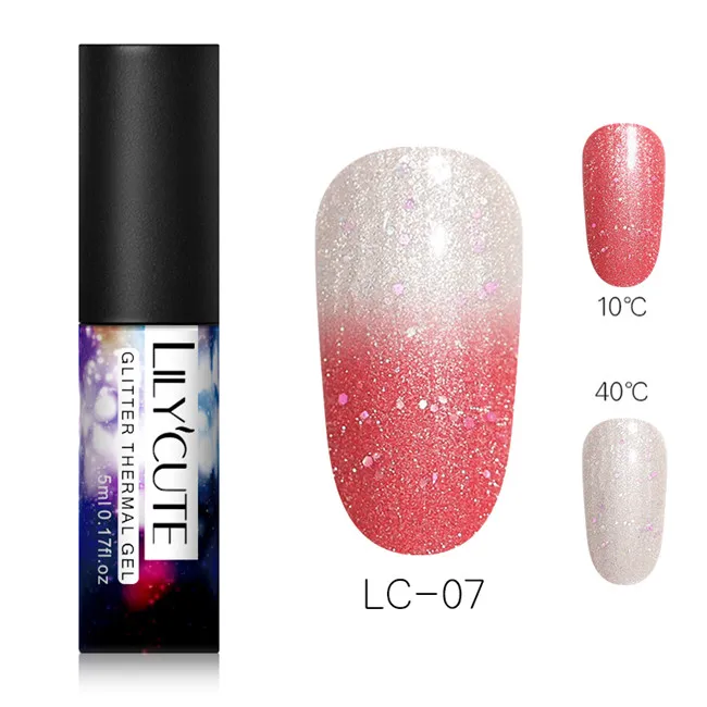 Glitter7 LILYCUTE косметика парфюмерия диспенсер 5 мл Температура изменения Цвет Гель-лак для ногтей, Термальность лак для ногтей Гель-лак био-Гели Soak Off UV лампа длительного действия хамелеон лак для ногтей Лаки - Цвет: Glitter7