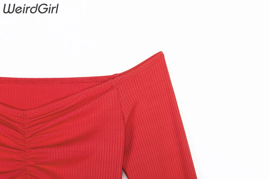 Weirdgirl женские футболки сексуальные и Клубные Модные женские футболки с длинным рукавом с открытыми плечами одноцветные женские футболки осенние базовые футболки