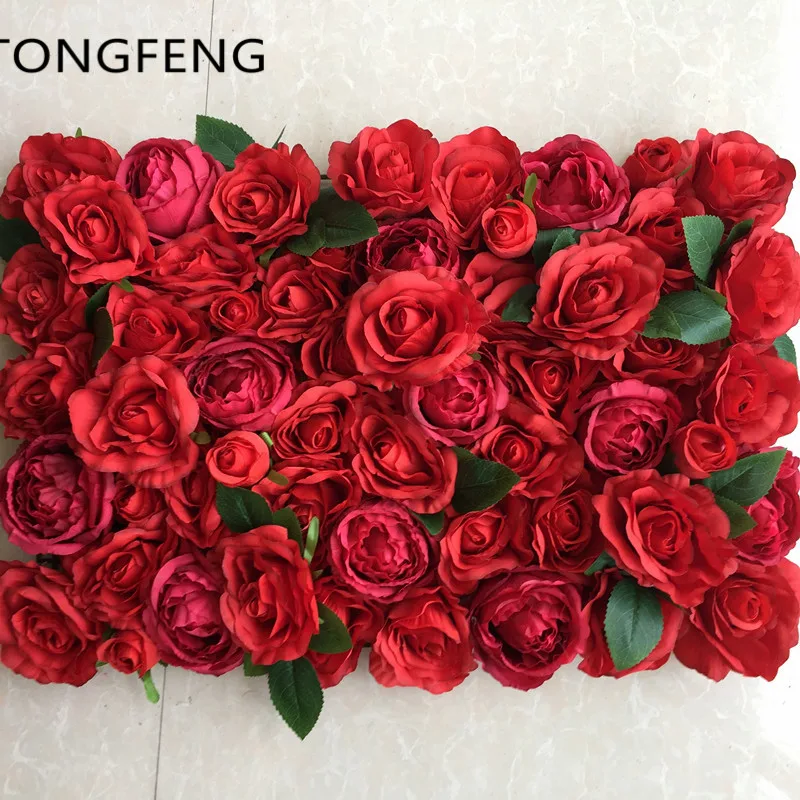 TONGFENG свадебный 3D цветок стена искусственный шелк Роза пион Свадебный фон украшение цветок бегун Свадьба 10 шт./лот красный