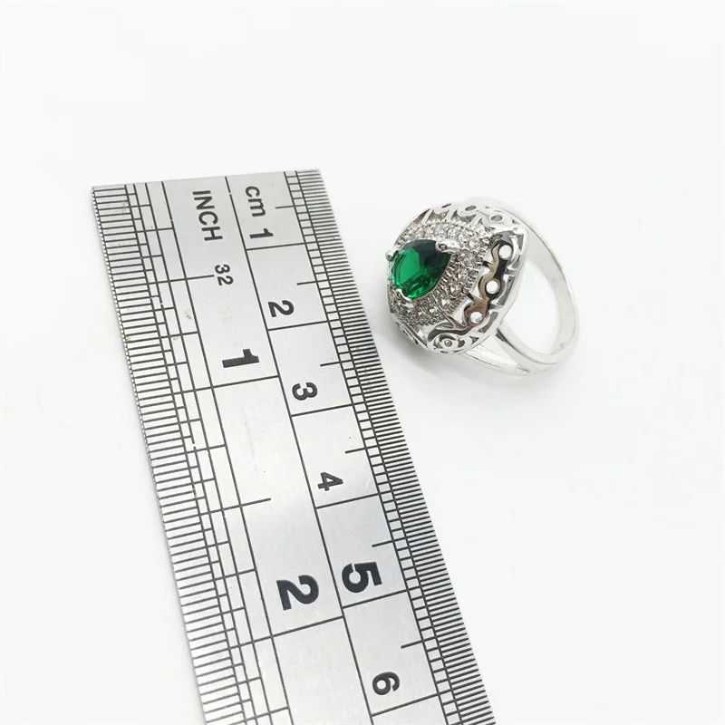 Комплект для невесты из стерлингового серебра 925 пробы с полым сердцем зеленые