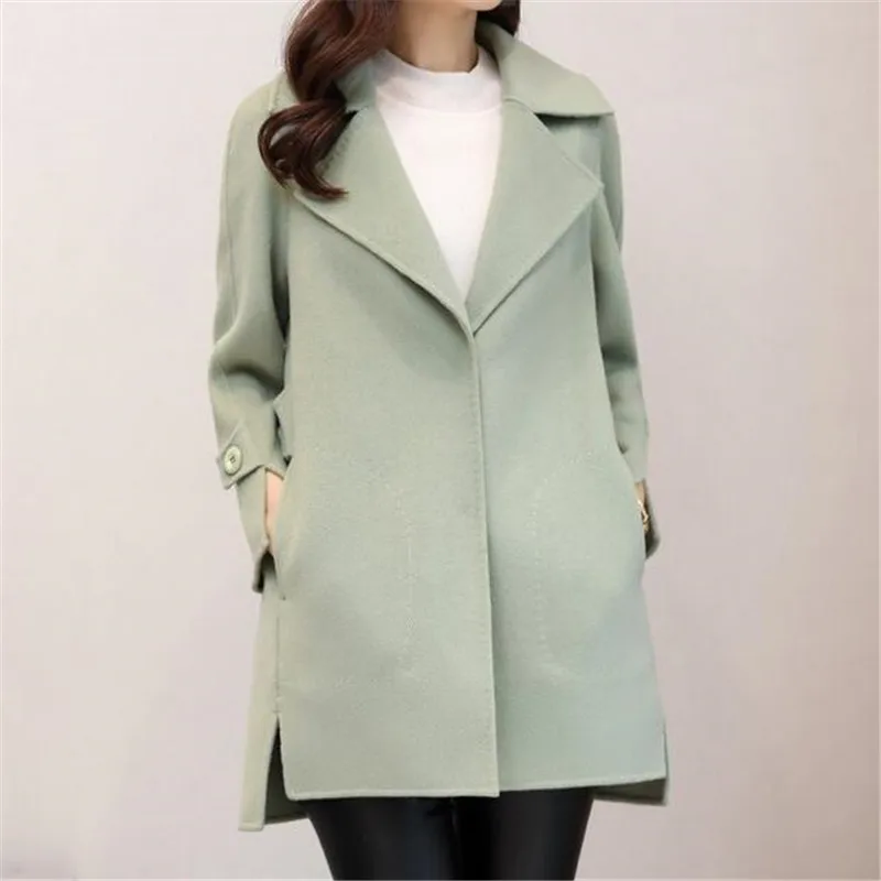 green Модная женская осенне-зимняя верхняя одежда han edition короткая куртка Свободная Шерстяная парка элегантное женское тонкое пальто Q934 - Цвет: green