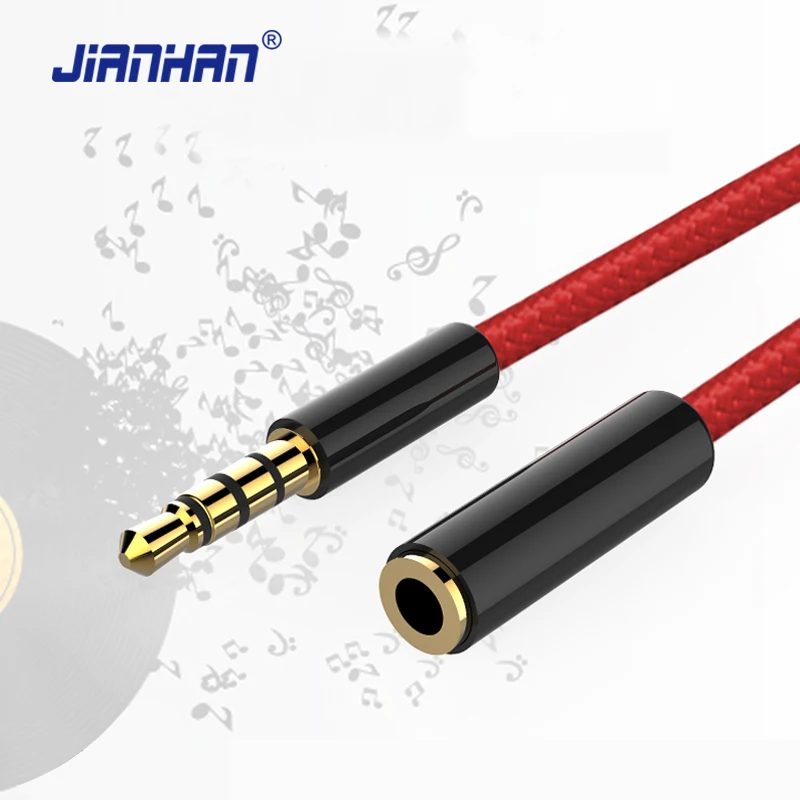 Аудиокабель удлинитель JianHan со штекером 3 5 мм и разъемом Aux|3.5mm male to female|audio extension cable