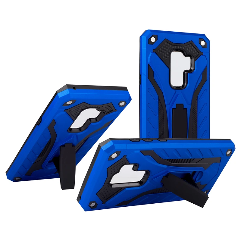 Рыцарском подставка Жесткий ПК Мягкий ТПУ усиленный чехол для samsung S10 Note10 E S9 S8 S7plus