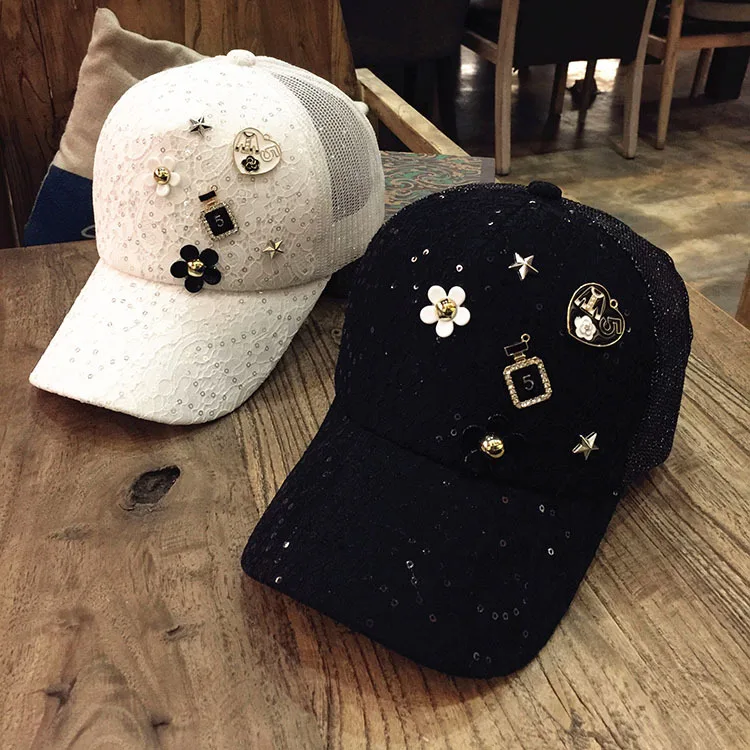 Новый для взрослых блеск Блёстки Кружево Snapback Бейсбол шляпа Для женщин летние