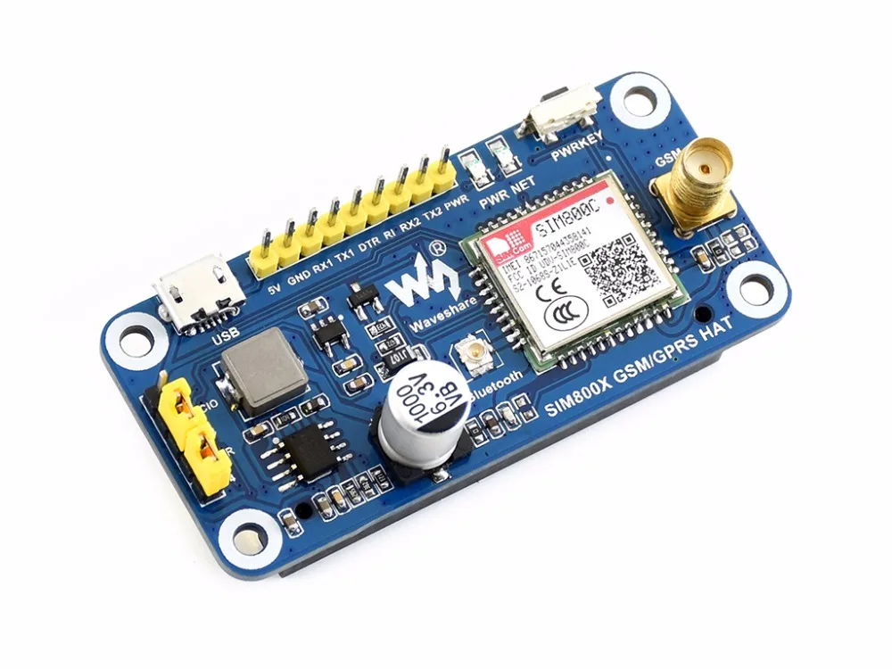 SIM800C GSM/GPRS HAT GSM/GPRS/Bluetooth функции связи для Raspberry Pi легко отправляют сообщения SIM800C GSM/GPRS HAT GSM/GPRS/Bluetooth функции связи для Raspberry Pi легко отправляют сообщения