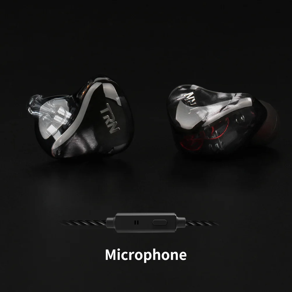 Black wit mic TRN X6 6BA драйвер в ухо наушник 6 сбалансированная арматура HIFI монитор сценический Спорт Бег разрешение IEM съемный 2Pin - Цвет: Black wit mic