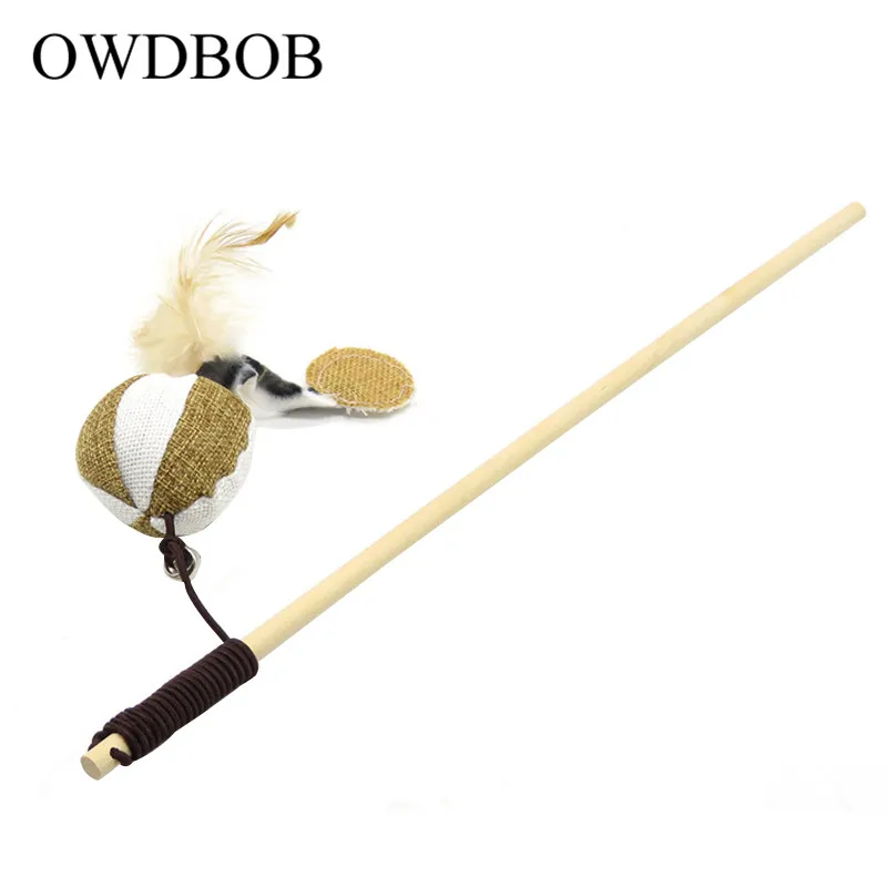 OWDBOB, забавная игрушка в виде кошачьих перьев, интерактивные игрушки для кошек, питомцев, кошек, ловцов, прорезыватель, палочки, игрушки с мячик-мышь, товары для кошек