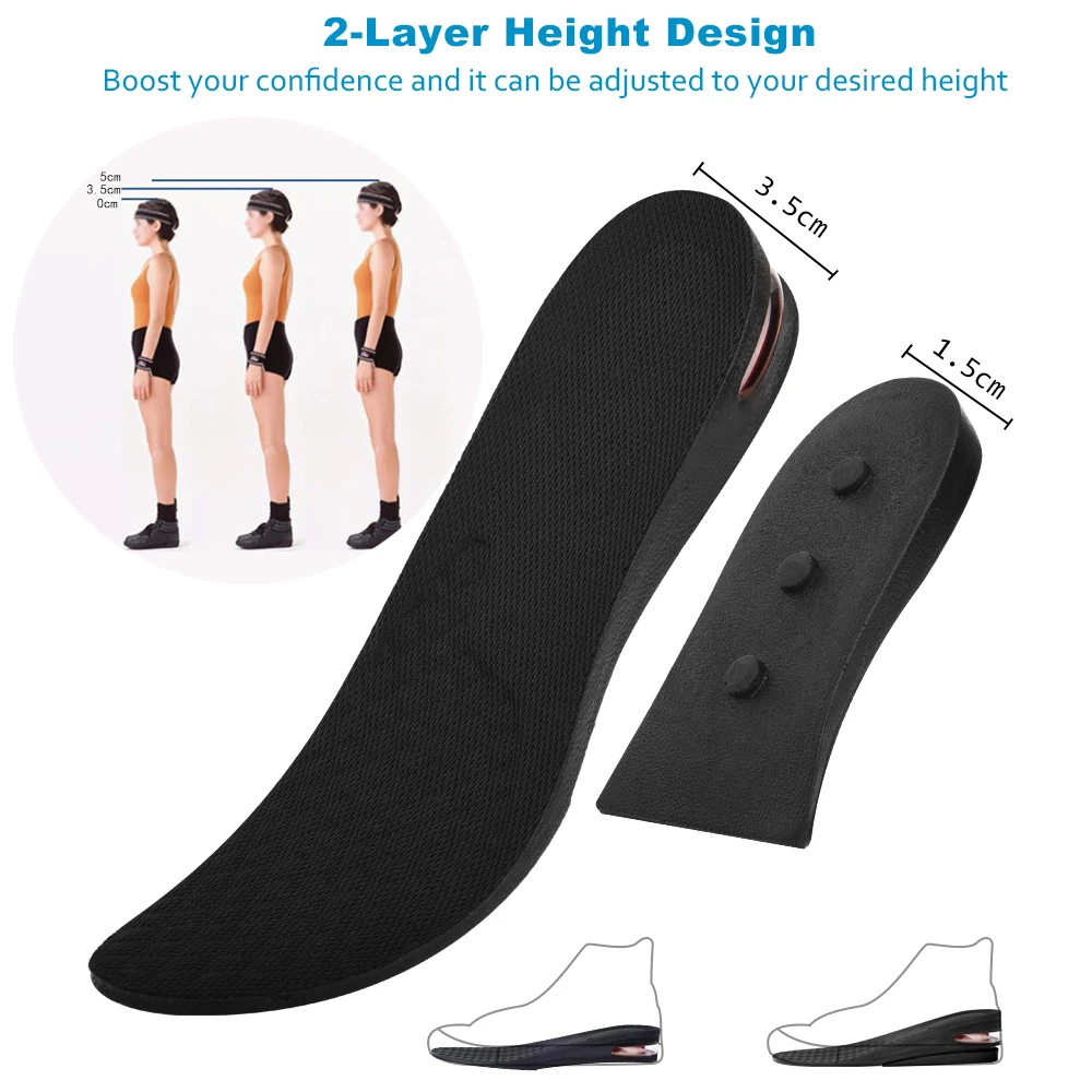 Elino увеличивающие рост стельки 2 слоя 3 см 5 см регулируемая дышащая стелька невидимые колодки с подъемом подошвы для обувные вкладыши для мужчин и женщин