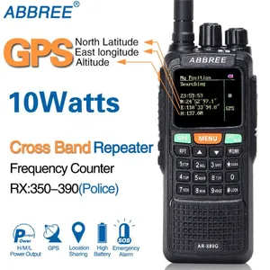 Рация ABBREE, 10 Вт, 999CH, с ночной подсветкой, GPS, SOS, трехдиапазонный ретранслятор, 134-174400-520350-390 МГц (RX)